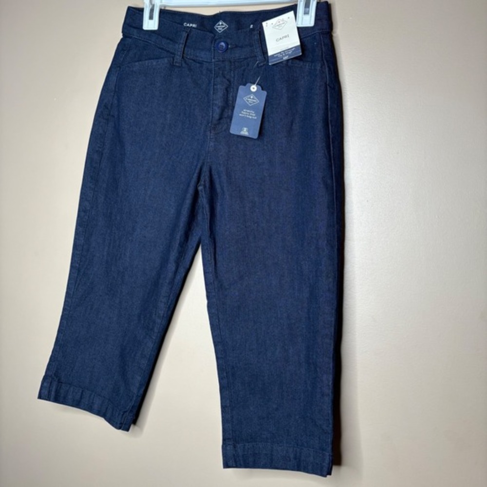 NEW St John Bay Women's Secretly Slender Capri Jean Dark Rinse Blue Denim Sz 2